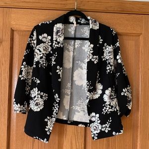 Floral Maurices 3/4 Sleeve Open Front Blazer
